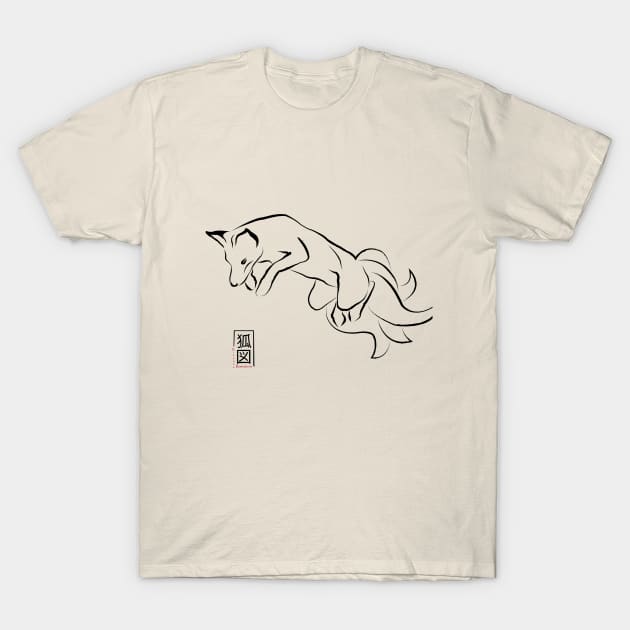 Leaping Kitsune T-Shirt by KitsuneIllustrations